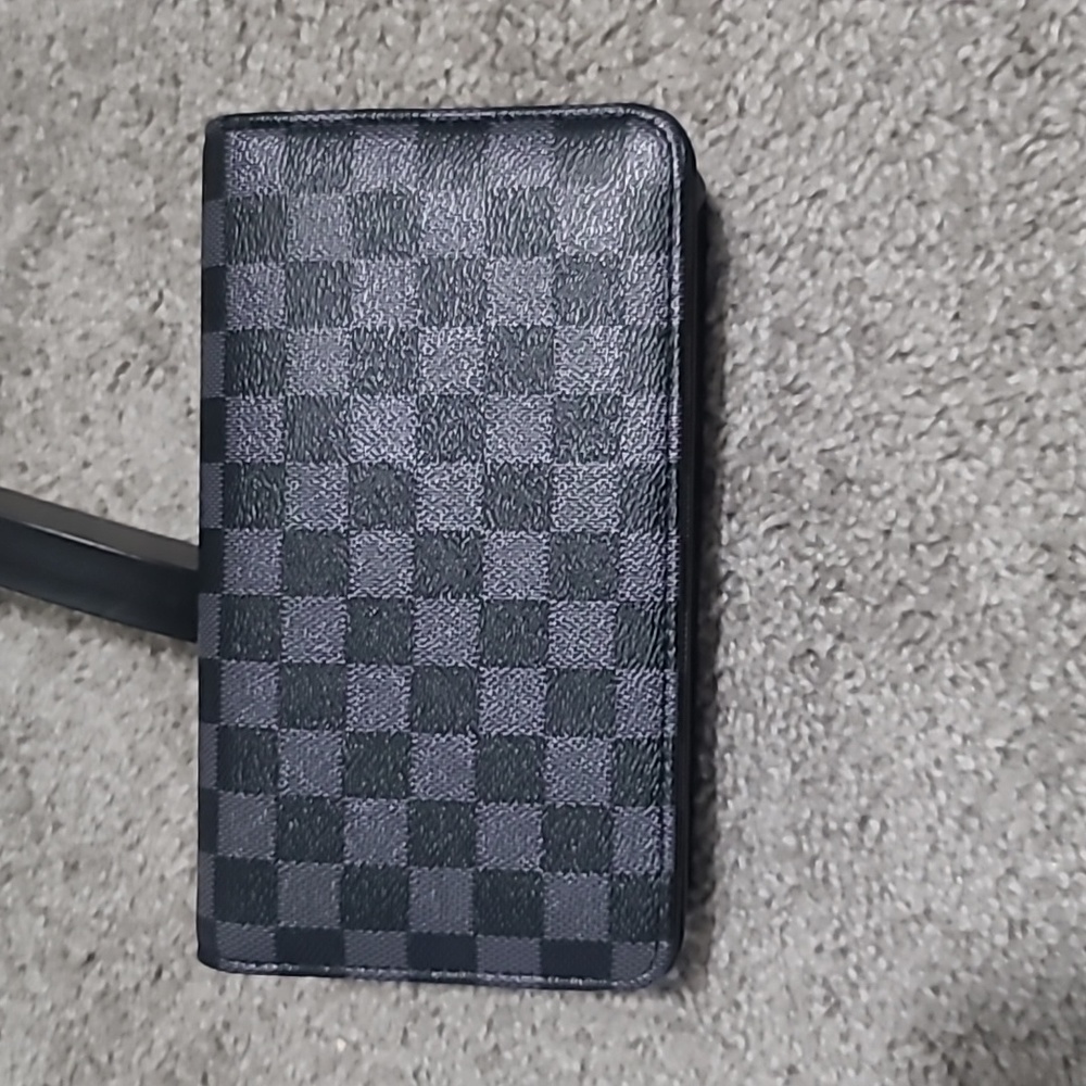 Daisy Rose Checkered Vegan Leather Foldover Clutch, Crossbody Bag